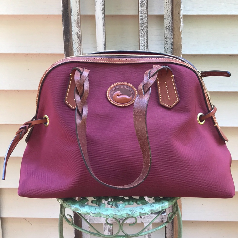 Dooney & Bourne nylon satchel leather handles